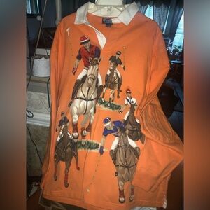 Vintage Polo Ralph Lauren 5 Horsemen Rugby Shirt Large rare Stadium USA